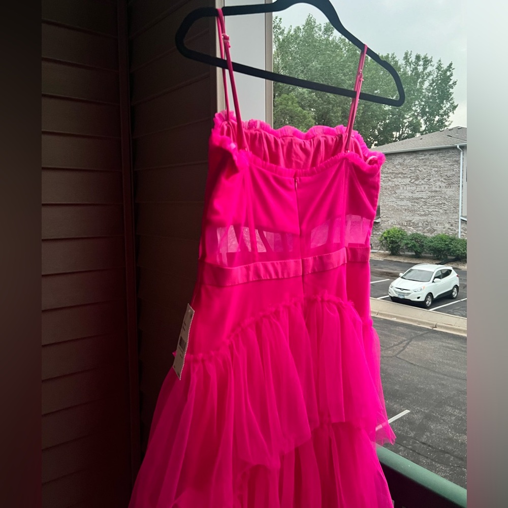 π π NEXT/UP Neon Pink Mesh Tiered Gown Corset Bodice Party 2 Sizes 9/10 & 11/12 - Picture 6 of 17